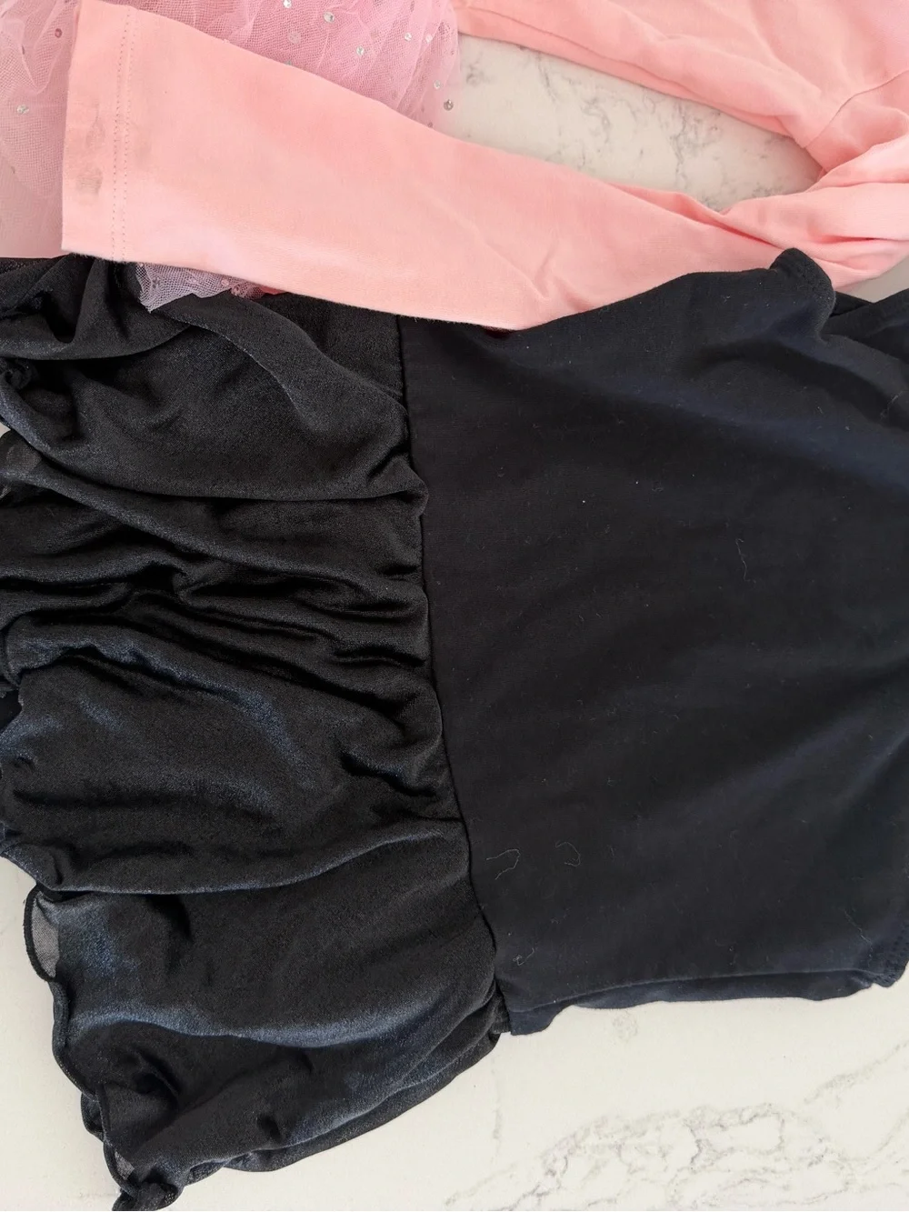 TWO items! Pink Tulle Ballet Dress and Black Sparkle Leotard Set